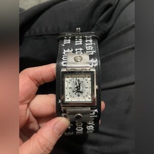 L.A.M.B. Black silver ribbon watch nwb pirate punk couture designer